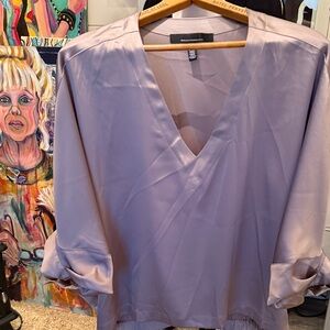 White House Black Market Lavender V-Neck Blouse